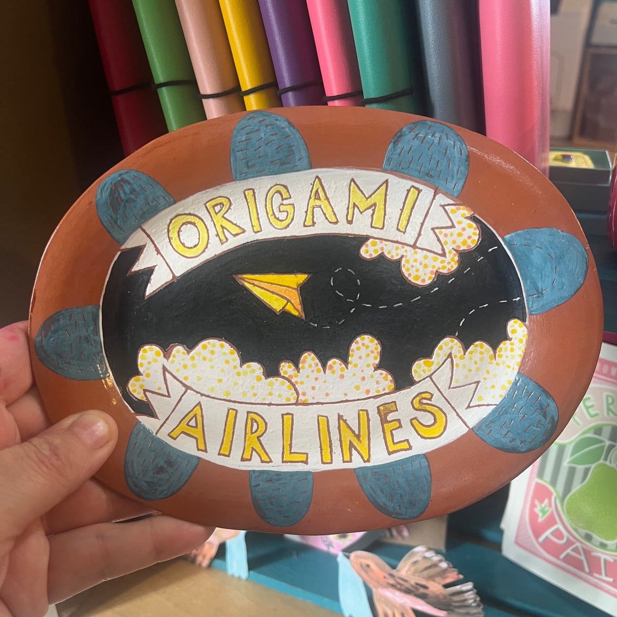 'Origami Airlines' One-Off Scraffito Plate
