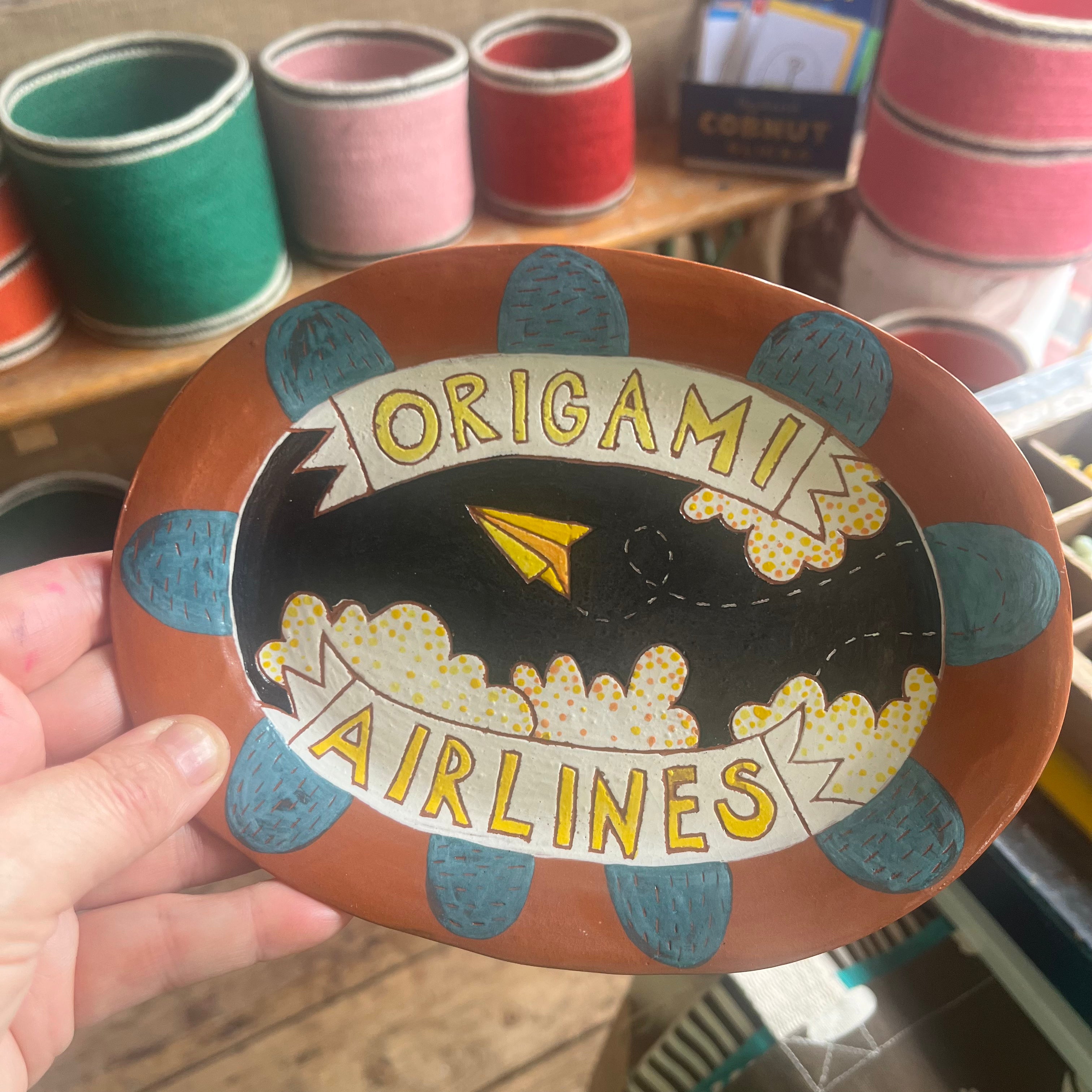 'Origami Airlines' One-Off Scraffito Plate
