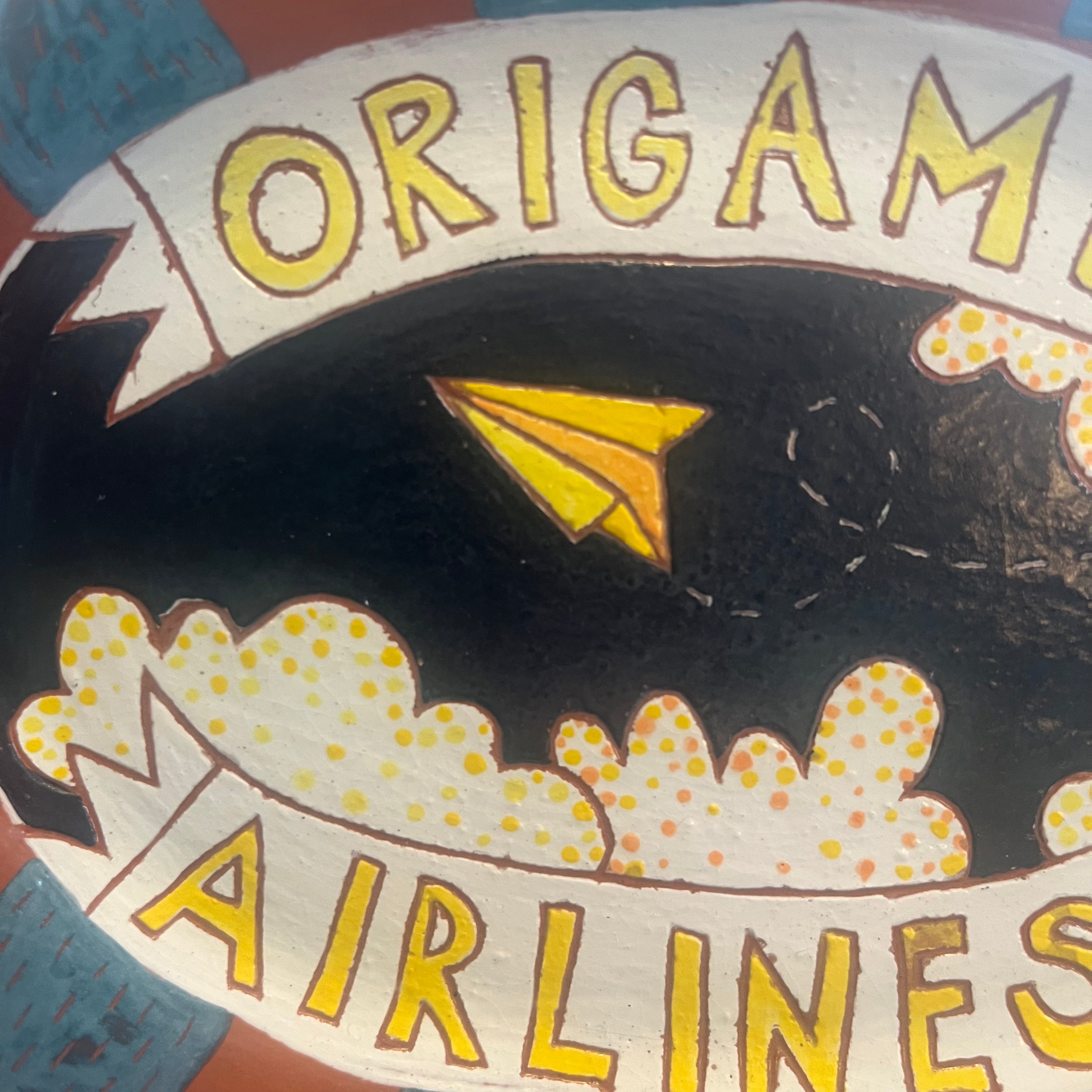 'Origami Airlines' One-Off Scraffito Plate