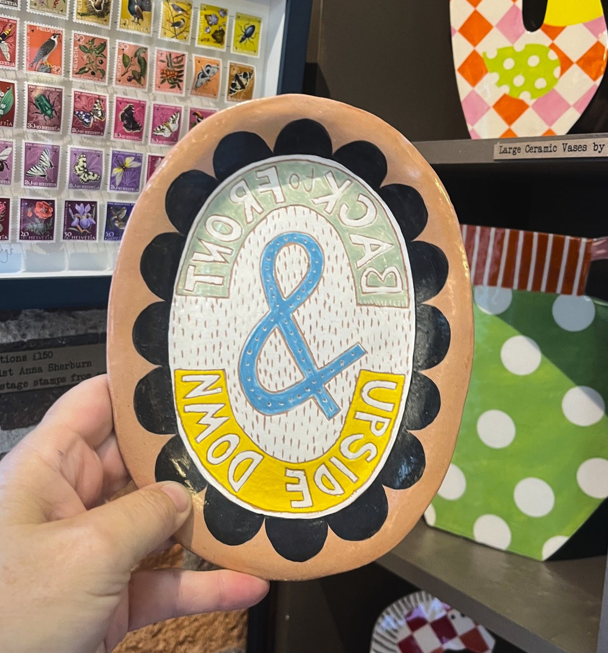 BACK TO FRONT &...  Handmade small scraffito plate