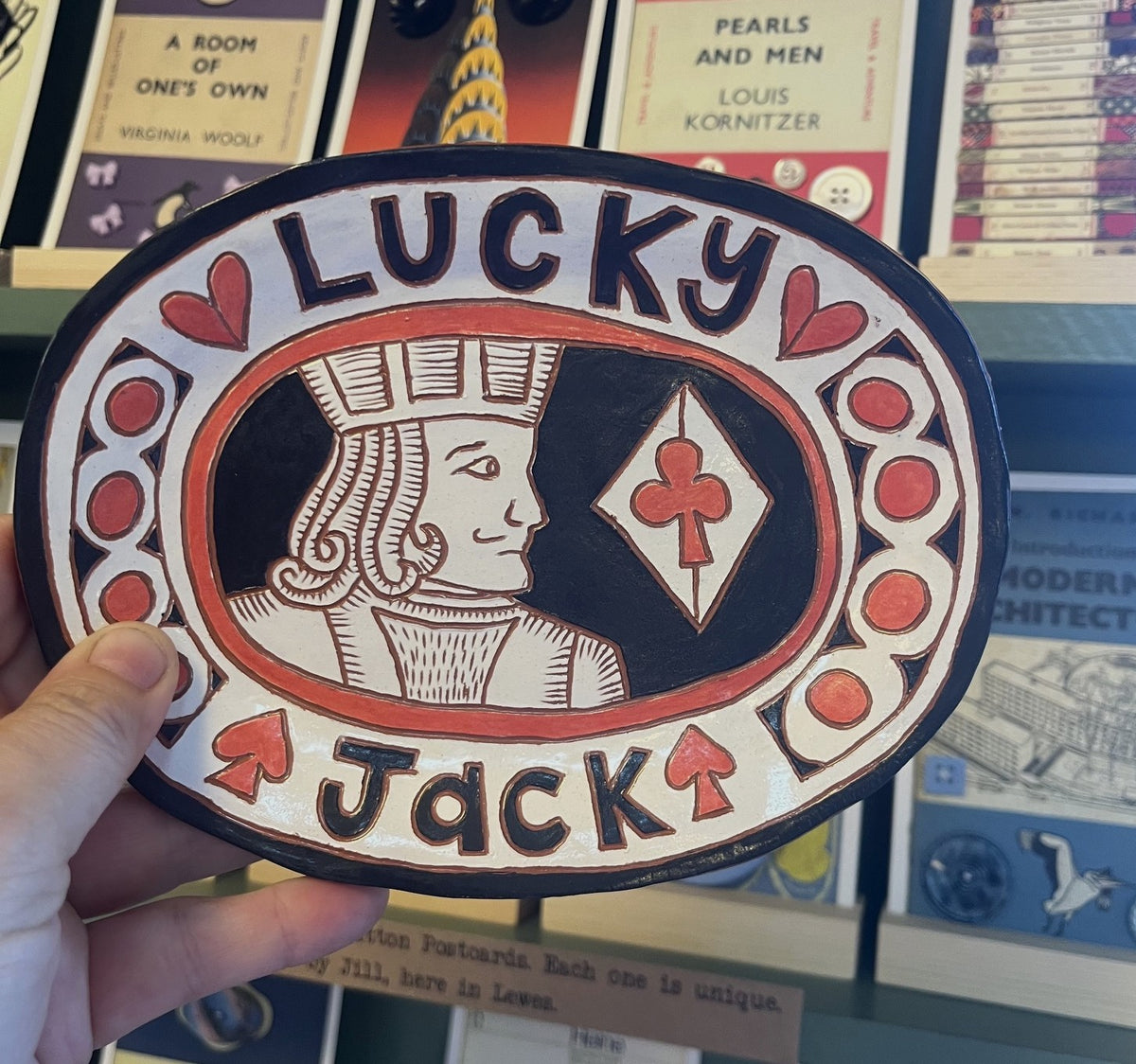 LUCKY JACK Handmade small scraffito plate